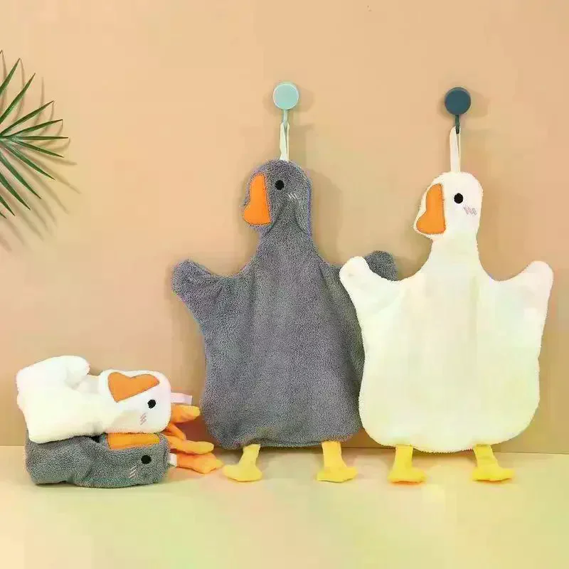 Kitchen And Bathroom Supplies 1PC Cartoon Goose Hand Kerchief Hanging Hand Towel Water Absorbing Hand Towel