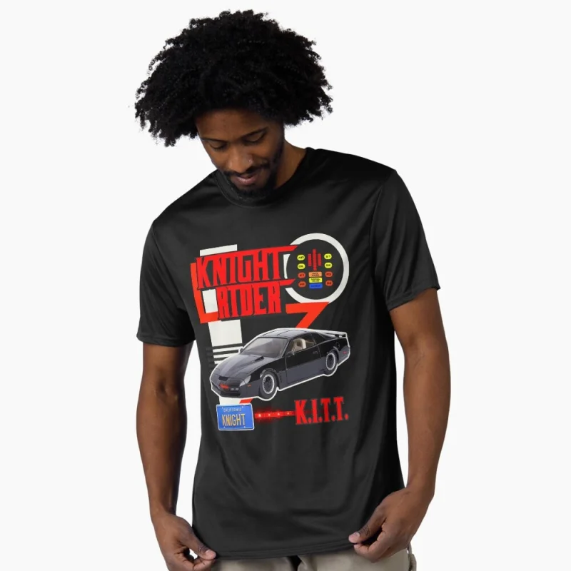 

KITT Car Racing Knight Rider 80s Retro Car Gift t shirt 100% cotton printed tee Short Sleeve Graphic Clothes All size tops S-6XL