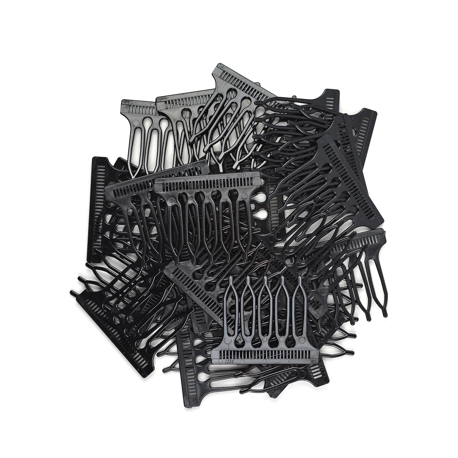 30 Pcs clip di plastica nera pettini per parrucche pettini per capelli a 5 denti per parrucche in pizzo Cap Making parrucche accessori strumenti per lo Styling