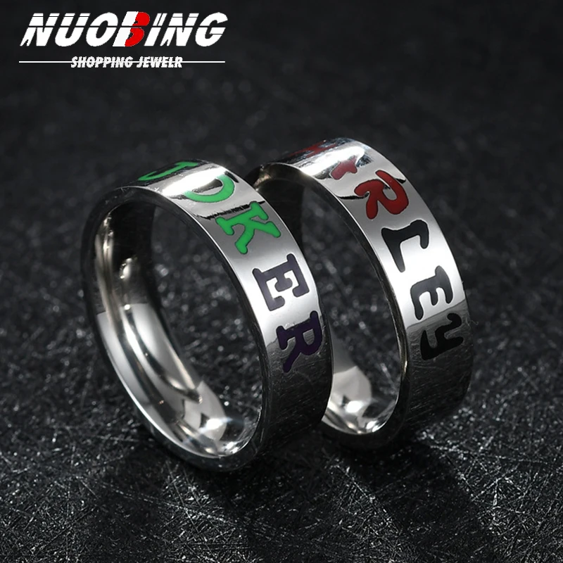 

Purple And Green Letters Fashion Retro Anime Cosplay Male And Female Couple Party Ring Custom Name Date Charm Jewelry