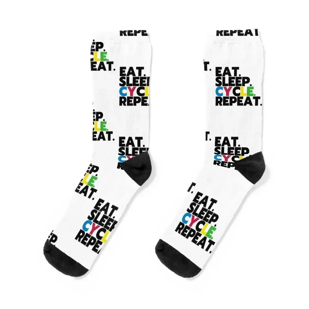 

Eat Sleep CYCLE Repeat Socks crazy Rugby sports stockings heated Designer Man Socks Women's
