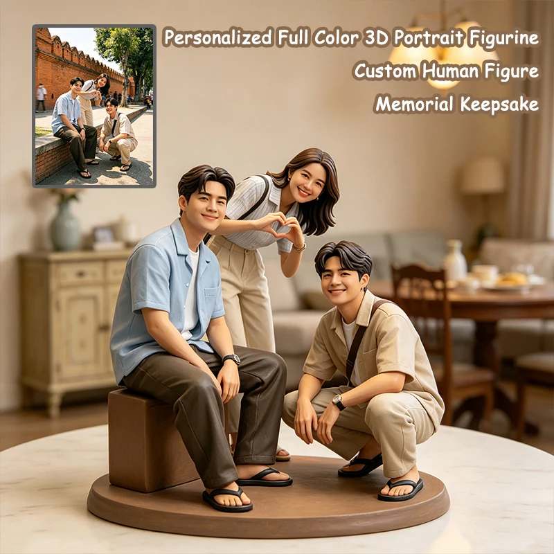 Personalized Custom 3D Printed Human Figurine, Full Color Resin Family Figure Customized by Your Photo, Unique Souvenir Memorial