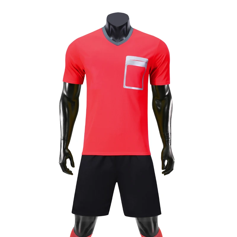 Men Soccer Jersey Set  V Neck Uniforms Tennis Shirts Shorts Tracksuits Custom Print Running Gym Referee Breathable Sports Suits