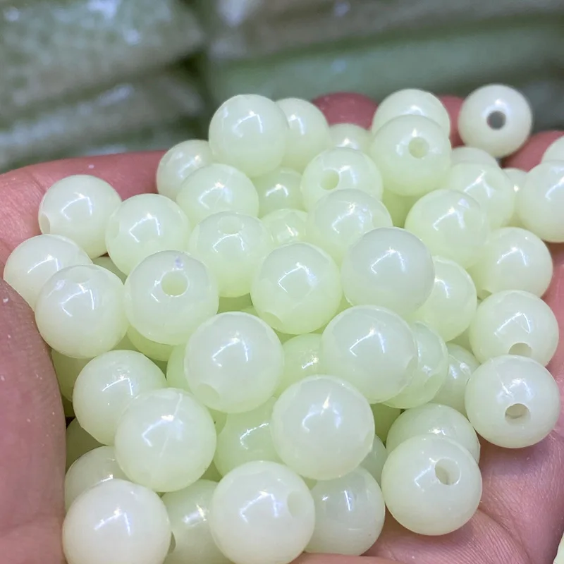 4/5/6/8mm Luminous Beads Plastic  Bead Night Pearls Perforation Fluorescent Scattered Beads Jewelry Supplies DIY Accessories 10g