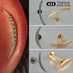1PC Moon G23 Solid Titanium Cartilage Earrings Stud 16G Internally Threaded Helix Heart Ear Tragus Piercing Body Jewelry