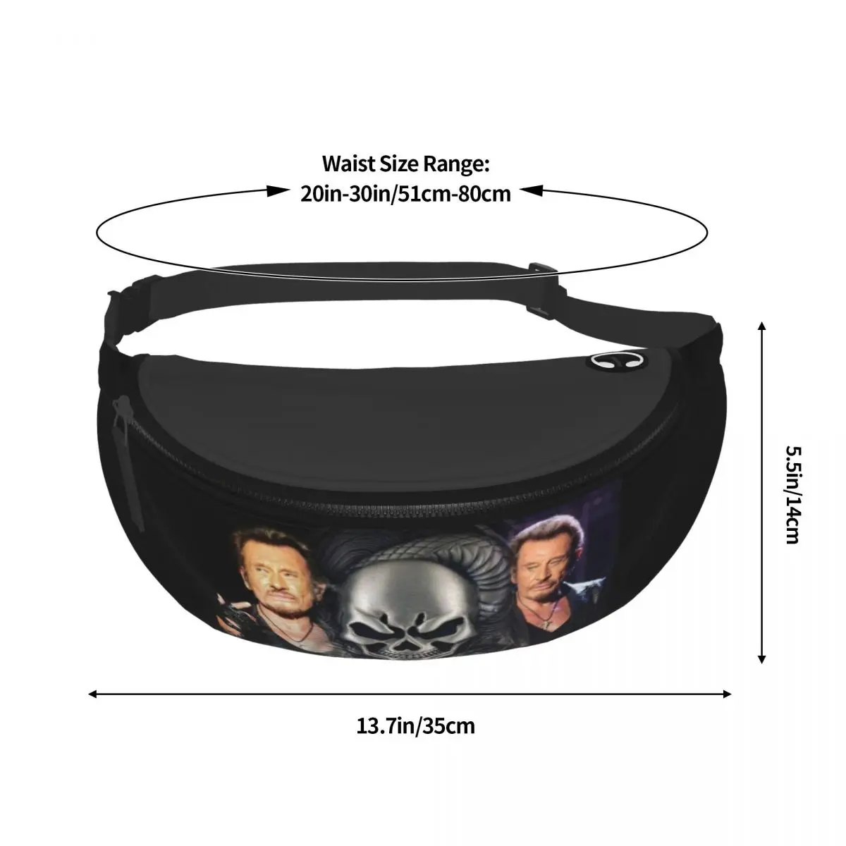 Custom Johnny Hallyday Skull Fanny Bag Heavy Metal Rock Singer Crossbody Waist Pack Women Men Cycling Camping Phone Money Pouch