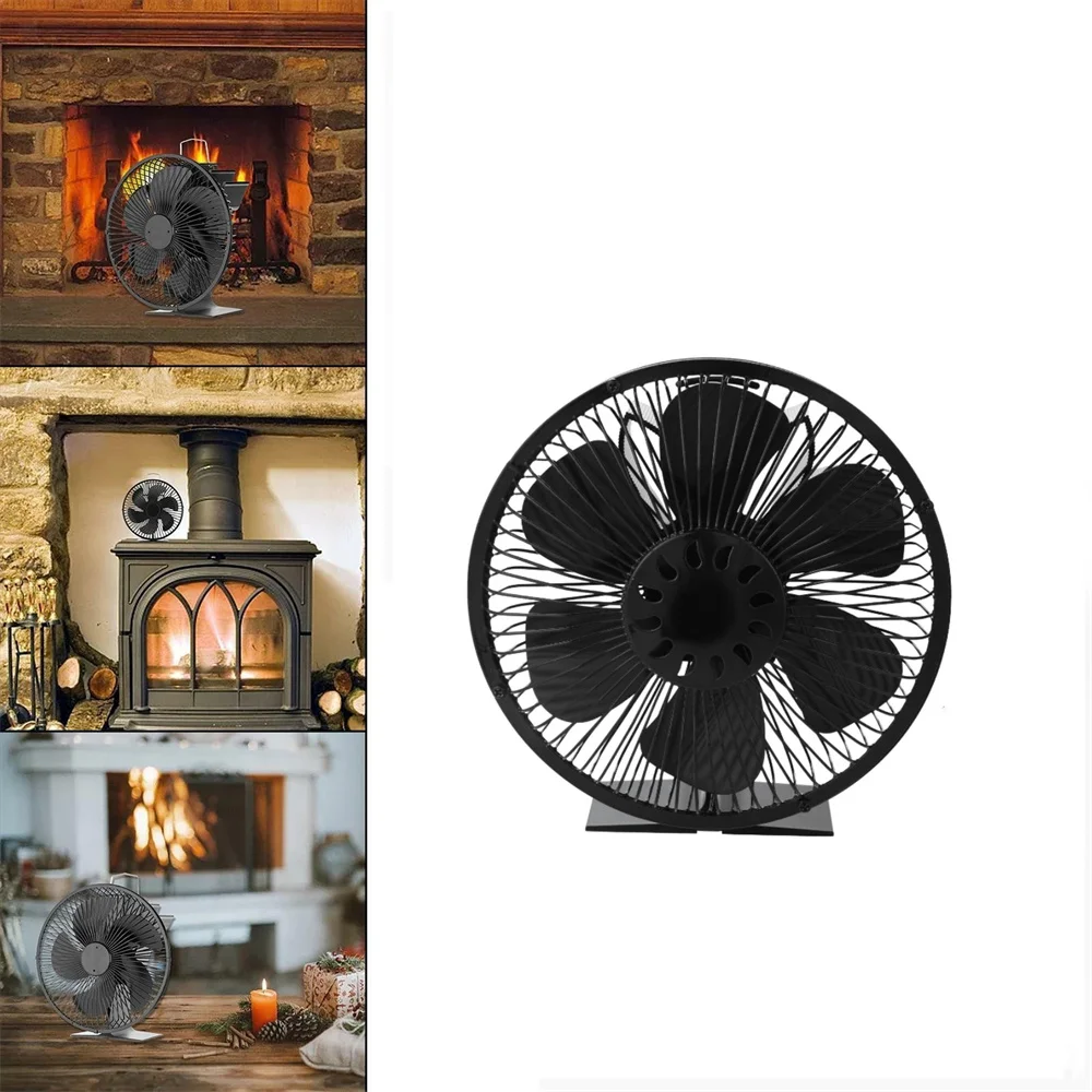 

6 Blades Heat Powered Stove Fan With Cover Log Wood Burner Eco Quiet Large Air Volume Fireplace Fan Efficient Heat Distribution