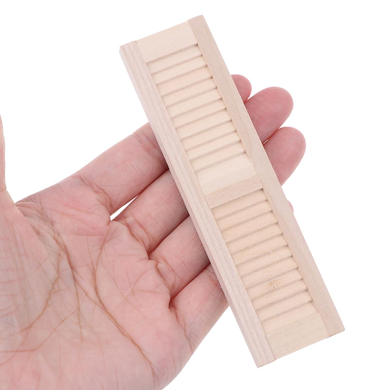 2Pcs/set 1:12 Miniature Dollhouse Wooden Shutters DIY Window Furniture Accessories For Doll House Decor Kids Pretend Play Toys