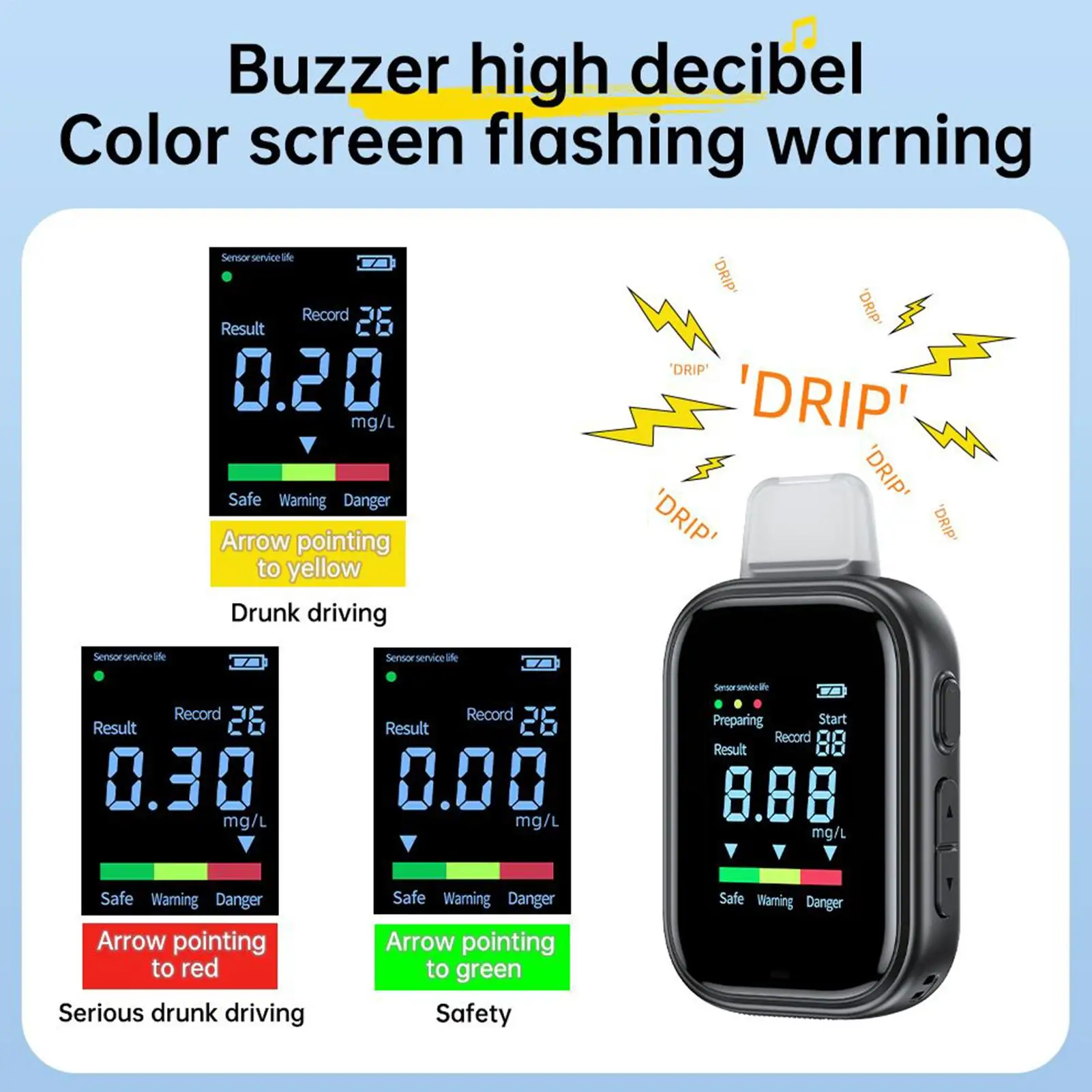 جهاز اختبار الكحوليات جهاز اختبار الكحول الرقمي لجهاز اختبار التنفس الكحولي لقيادة المنزل والسيارة في الهواء الطلق الشخصية #4