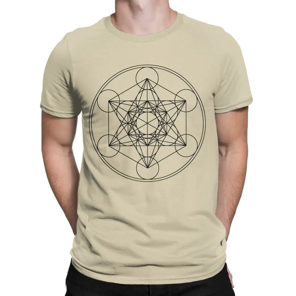 Metatrons Cube Flower Of Life Men T Shirts Sacred Geometry Magic Mandala Tee Shirt Short Sleeve T-Shirts Cotton Party Clothes