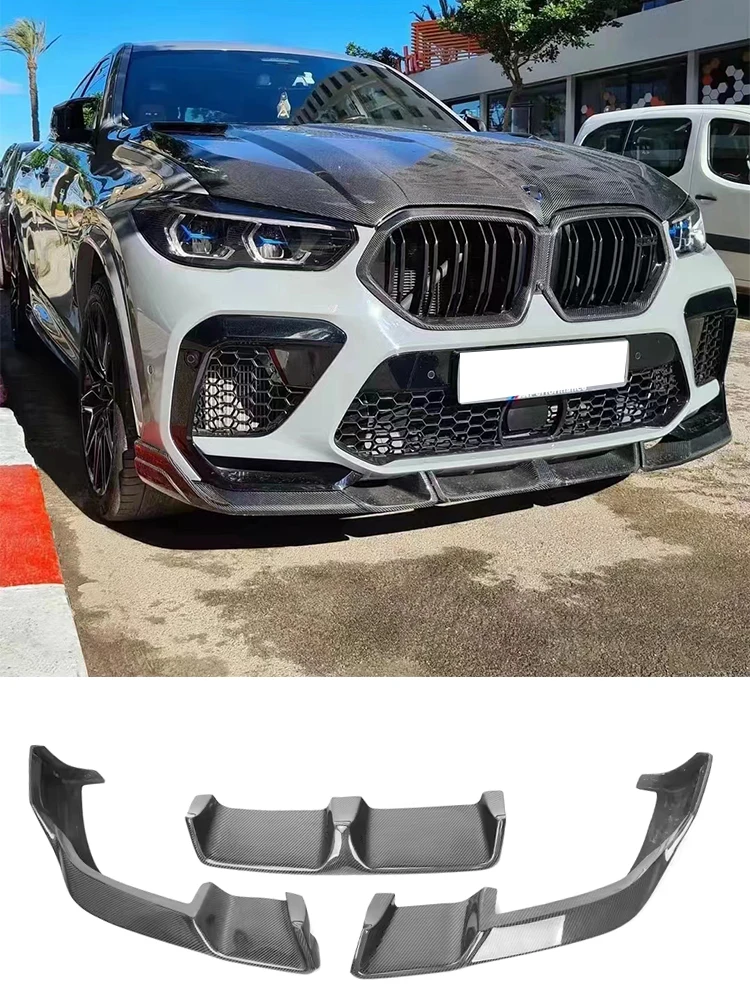 Echte Carbon-Faser Frontspoilerlippe für BMW X6M F96 Bodykit 2020-2022 Frontlippe Kinnprotektor Schürze FRP