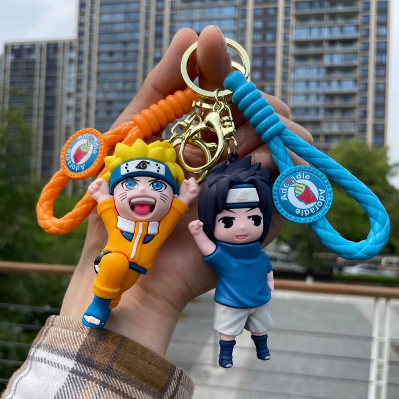 Cartoon Narutos Uzumaki Boruto Silicone Pendant Keychain for Men Women Uchiha Itachi Rubber Key Ring Anime Fans Car Bag Jewelry