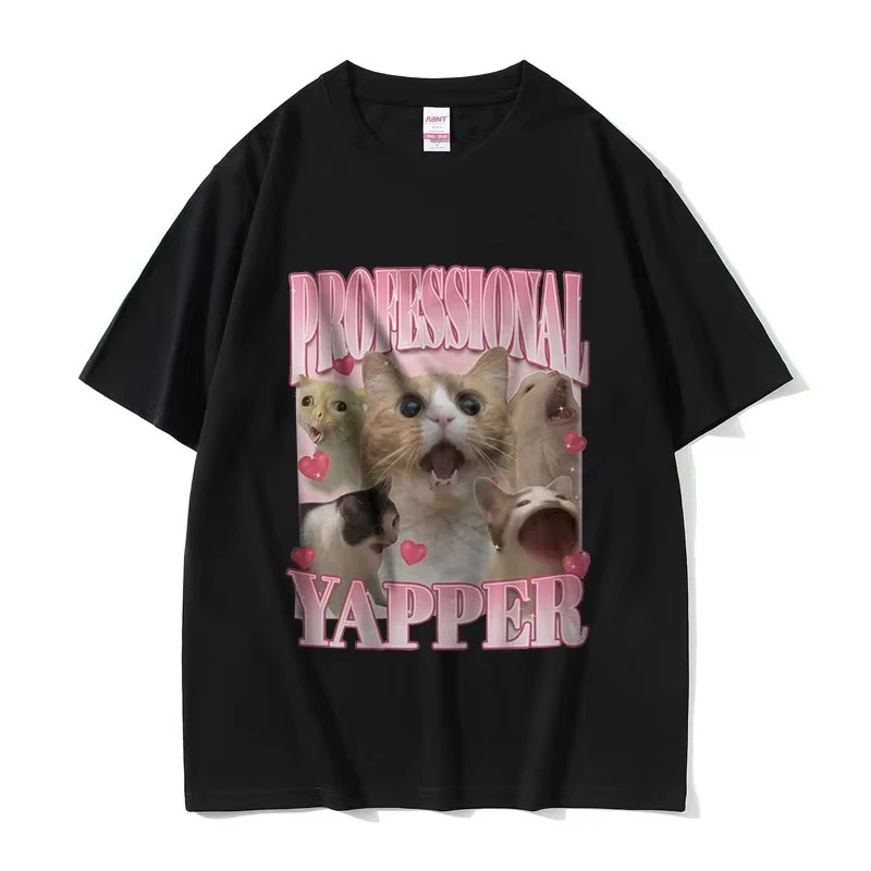 

Professional Cat Eater, Funny Cat Lover T-shirt, Men's Casual Fashion Clothing, Pure Cotton Oversized Comfortable Breathable Top