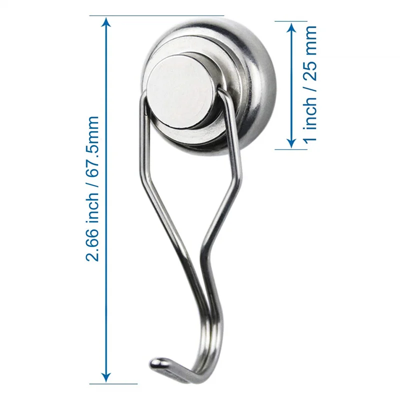 D25mm-Swivel Swing Magnetic Hook Refrigerator Magnetic Hooks 2/4/6/8 Pack Neodymium Magnet Hook for Refrigerator Other Magnetic