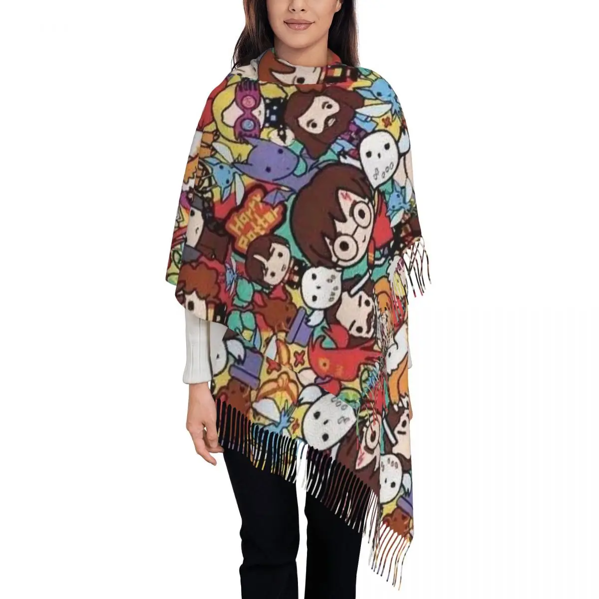 

Изготовленный на заказ шарф из фильма H-Harrys, женская модная зимняя шаль, накидки с кисточками