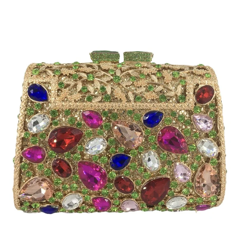 

Purse Women Hand Bag Luxury Multicolored Big Stones Women Crystal Evening Clutch Bags Party Cocktail Rhinestone