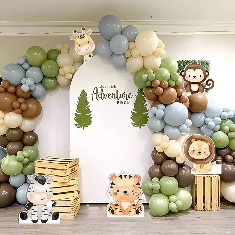 18inch Cute Animal Cutout Kids Birthday Party Decoration DIY Little Tiger Lion Giraffe CardBoard Wild One Baby Shower Photo Prop