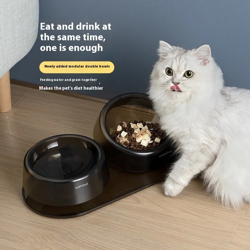 

Двойная миска для кошек и собак, нескользящая посуда для корма для домашних животных с защитой шейки матки, регулируемая высота, прочная кормушка для кошек и собак