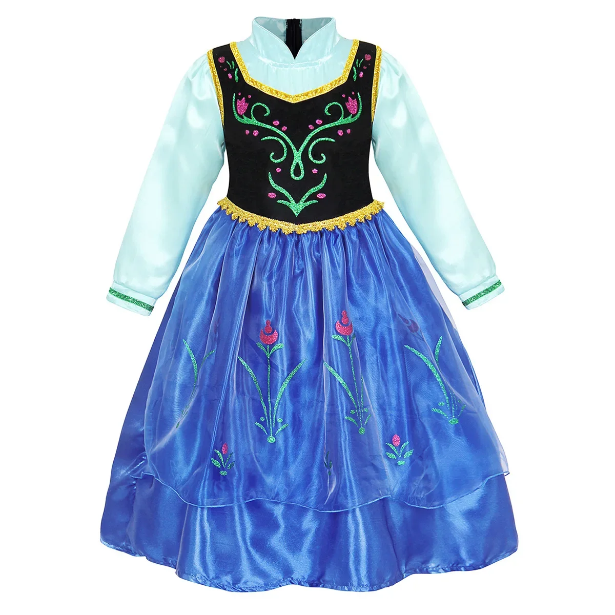 Halloween Girls Anna Princess Cosplay Coronation Dress Cloak Cartoon Outfit Girl Disguise Costume Birthday Party Fancy Gown 10T