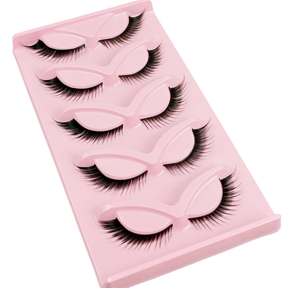 Cat-5 pares de pestañas postizas de ojos: visón artificial esponjoso 8D de 16 mm, aspecto natural, mejora el efecto visual de los ojos