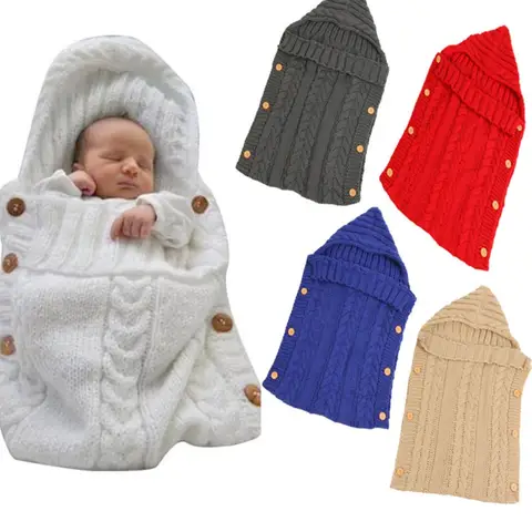 Hot Autumn and Winter Children's Sleeping Bag Trolley Sleeping Bag Infant Knitting Wool Sleeping Bag Button Sleeping Bag
