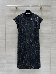 Women's Heavy Embroidery Water Drop Sequin Knitted Dress, Women's Clothing, High Quality