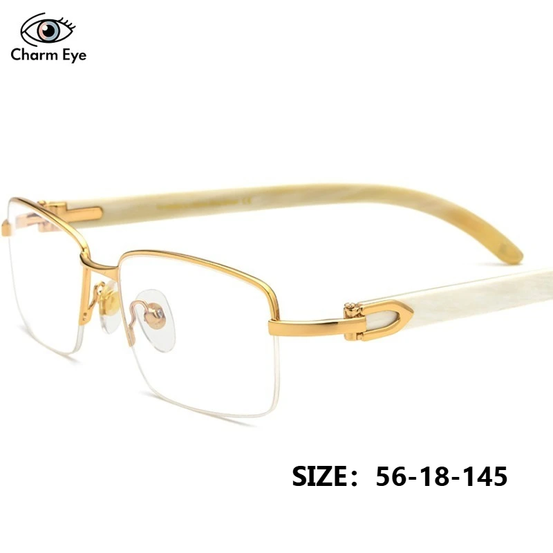 High End Pure Natural White Cow Horn Leg Optical Glasses Frame Square Women Original Design Myopia Anti Blue Light Eyeglass