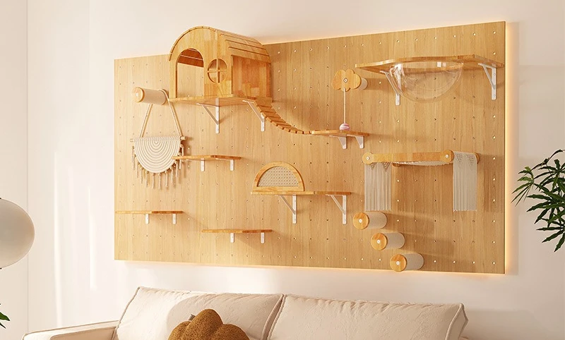 إطار تسلق القطط من الخشب الصلب، لوحة ثقب شقة صغيرة، كبسولة فضائية ذاتية الصنع