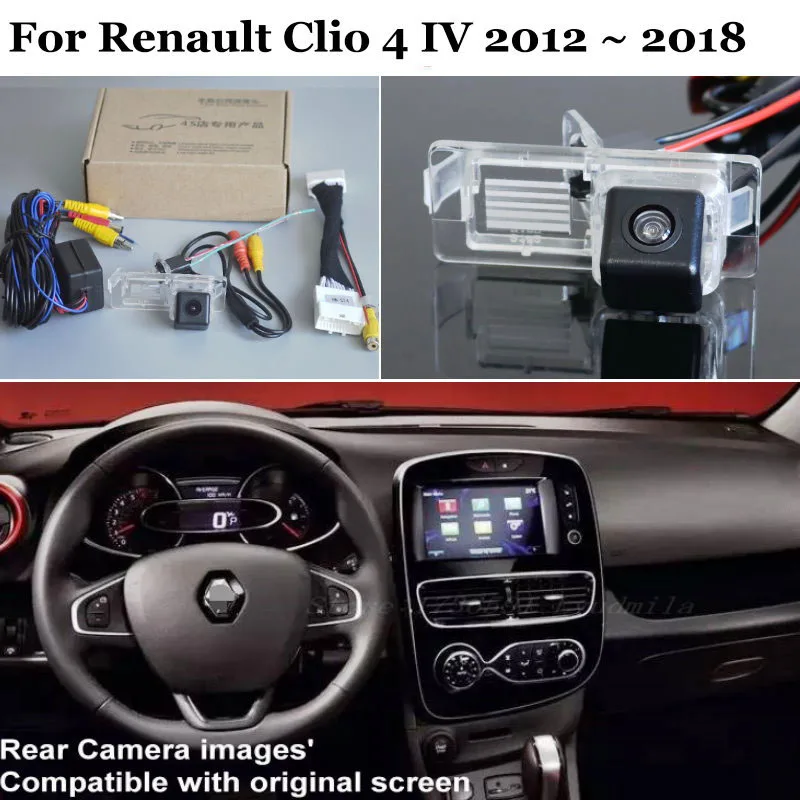 Car Rear View Camera For Renault Clio 4 IV 2012~2020 24PINS Connect Original Factory Screen Monitor License Plate Light Camera