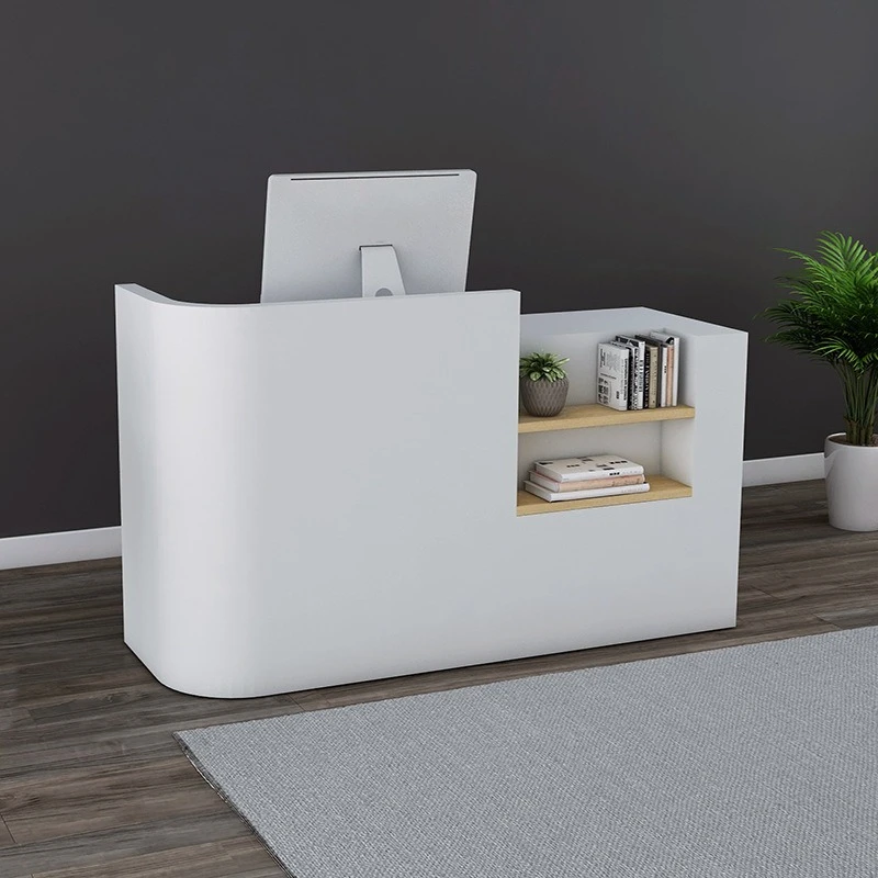 L-shaped corner checkout page counter simple modern clothing store beauty salon paint corner reception desk bar