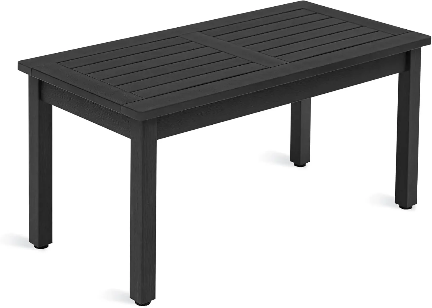 Outdoor Coffee Table Rectangle, HDPS Patio Coffee Tables for Outside, All Weather Patio Coffee Table with Slatted Tabletop,Black