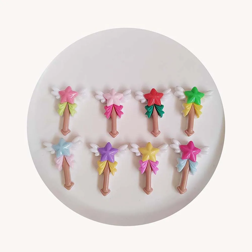 Kawaii Star Wing Magic Stick Flatback Resin Cabochon Scrapbooking For Phone Decor DIY Embellishment Hair Bow Center