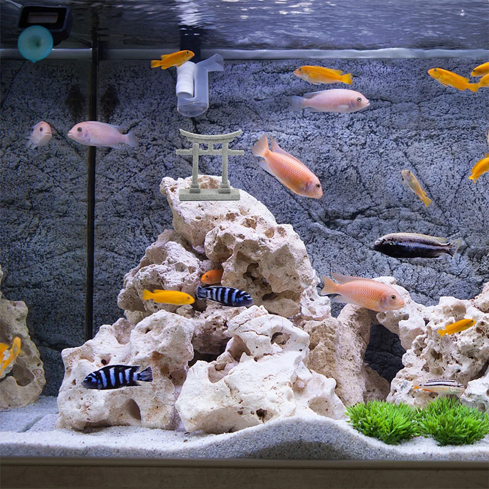 

2pcs Simulated Stone Gate Fish Tank Aquarium Ornament Bonsai Decoration Zen Style Craft Micro Garden Landscape Outdoor