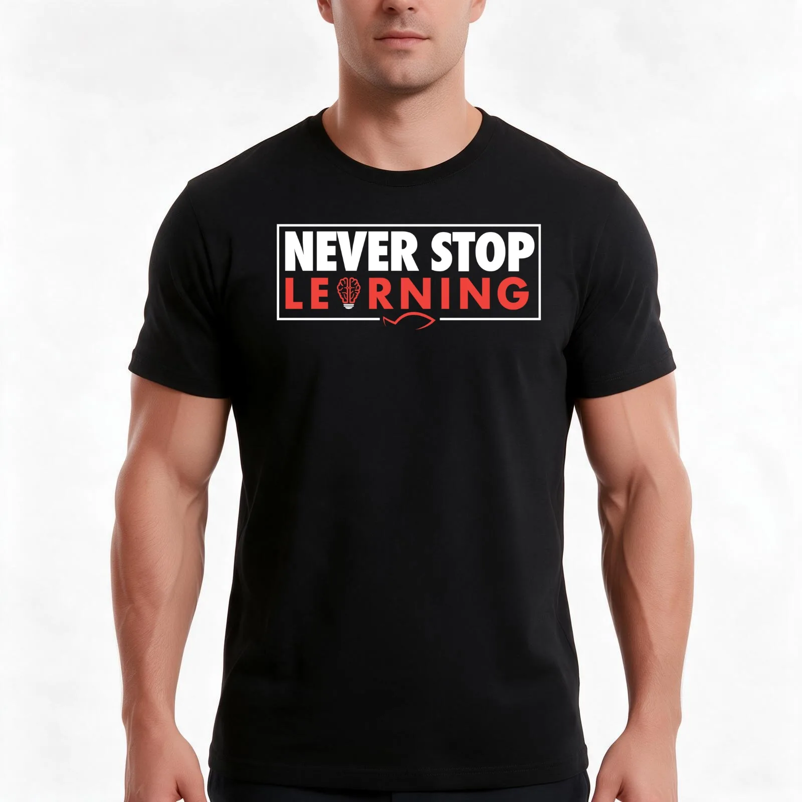 Sweet Fish Media - Never Stop Learning T-Shirt, Summer Casual Cotton Tee, Oversized Streetwear Tops, Vintage Graphic Print