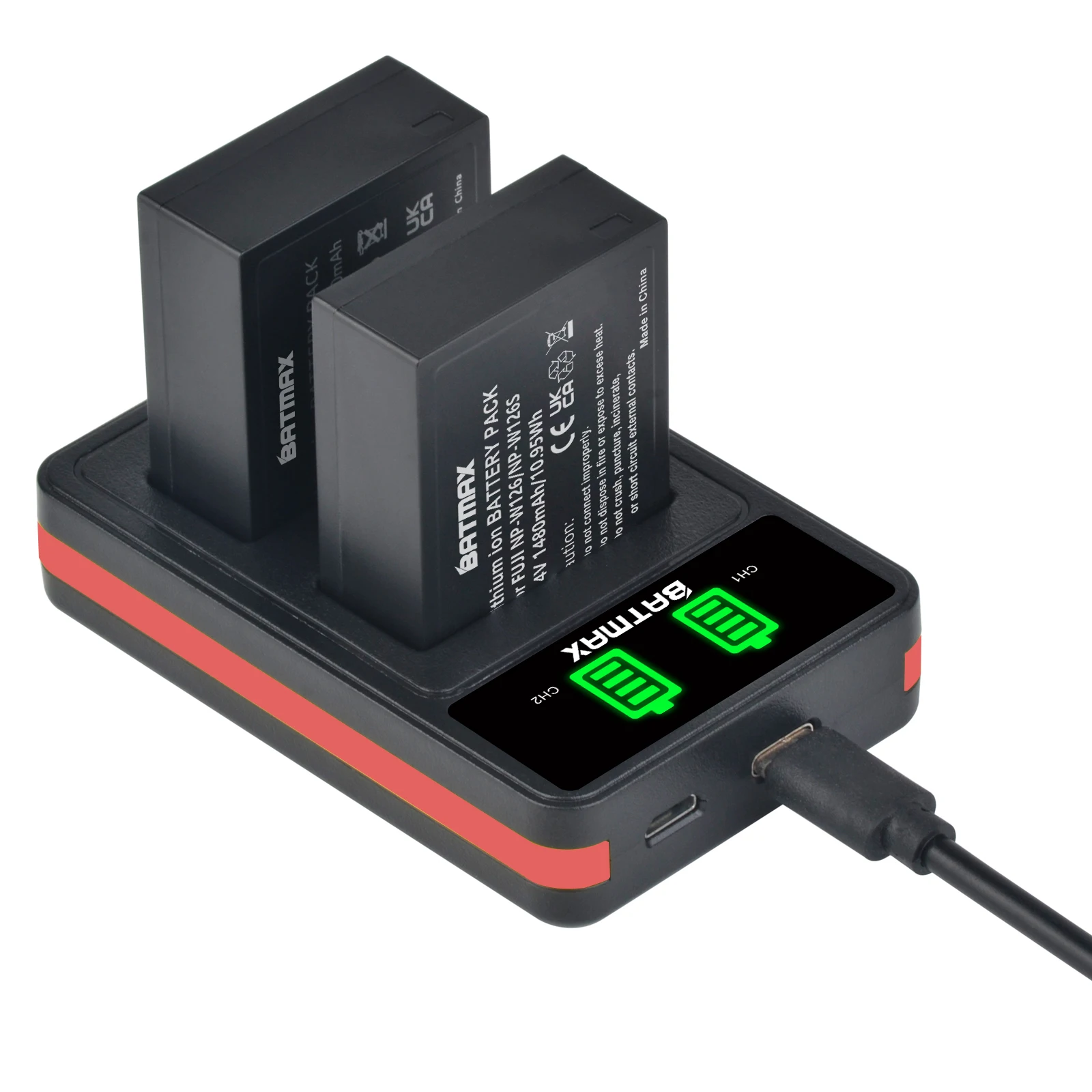 بطارية Batmax وشاحن مزدوج ليد ، نوع C Port ، Fujifilm HS30EXR HS33EXR من من النوع C