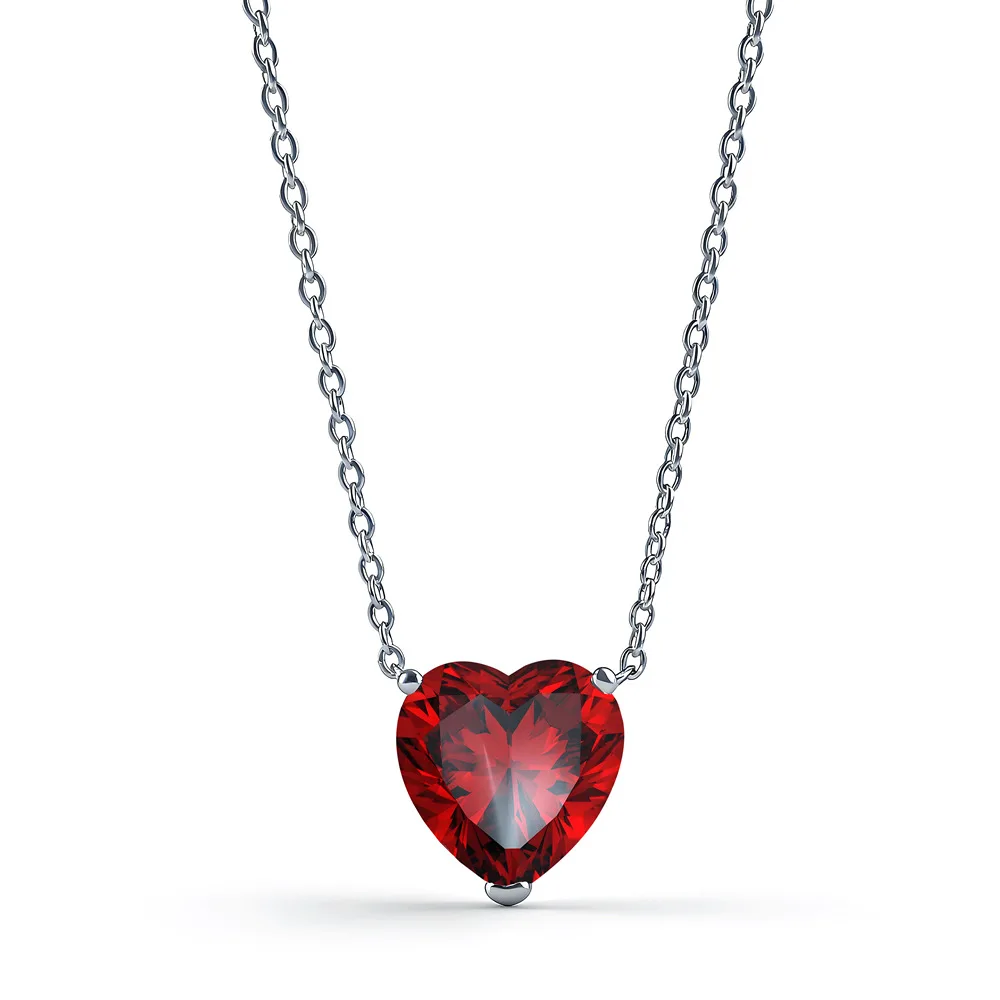2026 New Product [Padma Red] Heart-shaped Pendant Women's S925 Sterling Silver Necklace Fashion Light Luxury Clavicle Chain