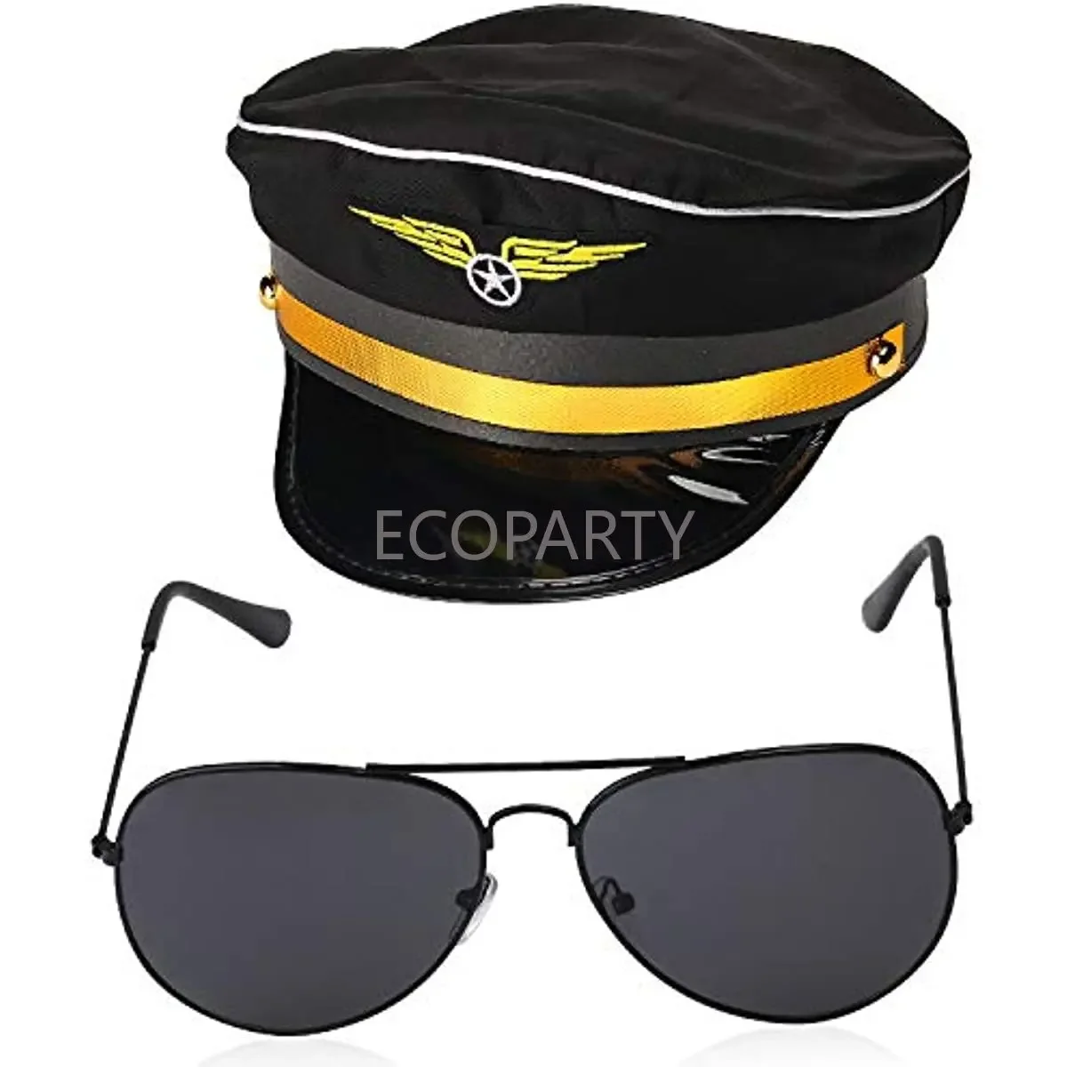 Airline Pilot Captain Costume Kit Pilot Dress Up Accessory Set with Aviator Sunglasses Larp Gangster Medieval Accessories