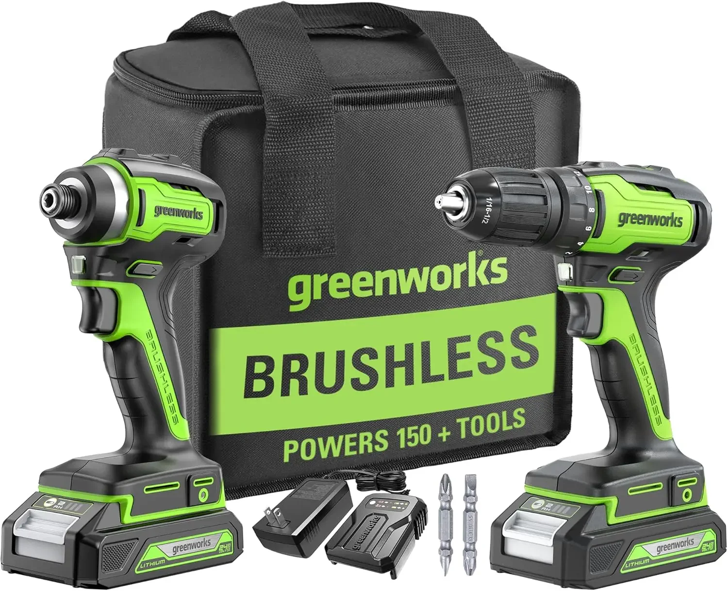 Brushless Cordless Drill and Impact Driver,Power Tool Combo Kit Included 1/2”Drill & 1/4”Hex Impact Driver and (2) Batteries, Fa