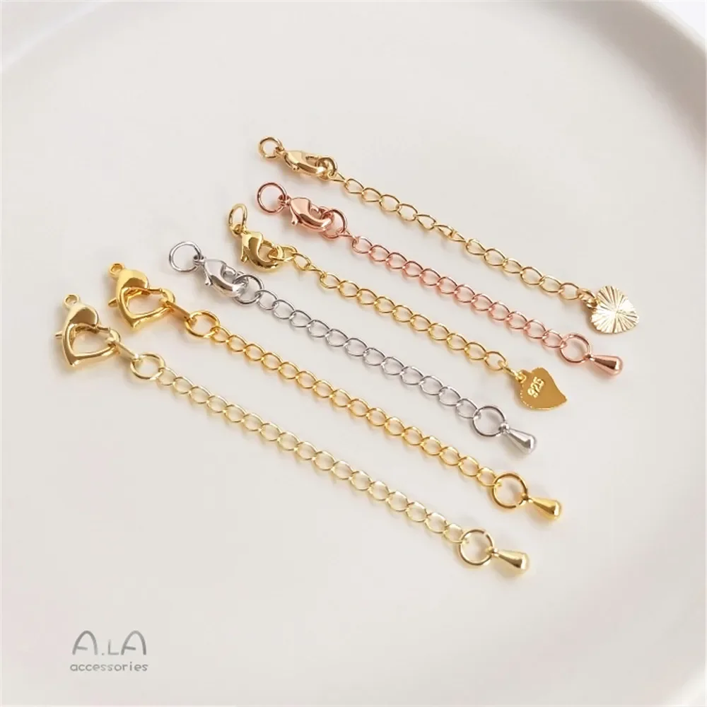 Tail Chain Extension Chain 18K Real Gold White Gold Rose Gold Bracelet Necklace DIY Accessories Jewelry Materials