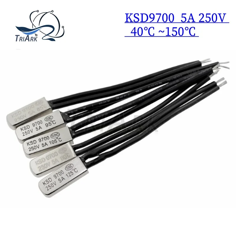 5PCS KSD9700 5A250V 40-150℃ Degree Celsius Normally Closed Open Bimetal Disc Temperature Switch Thermostat Thermal Protector