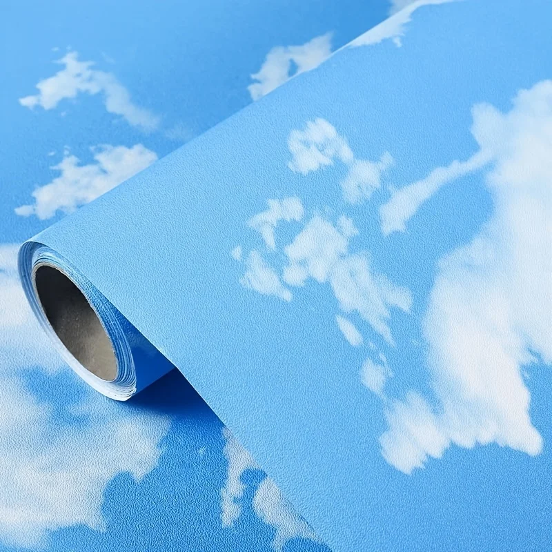 Vinyl Blue Sky and White Clouds Pattern Wallpaper for Bedroom Decor Pvc Self Adhesive Waterproof Stickers for Living Room