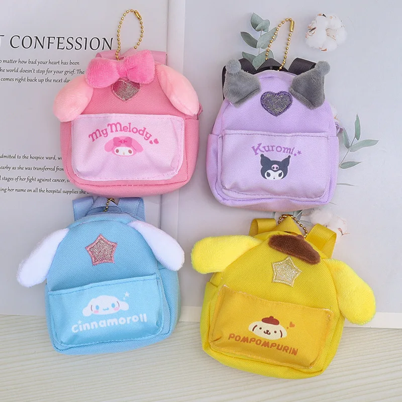 Sanrioed Cinnamoroll Melody Kuromi Backpack Pendant Cute Coin Purse Anime Cartoon Keyring Pendants Birthday Christmas Gift