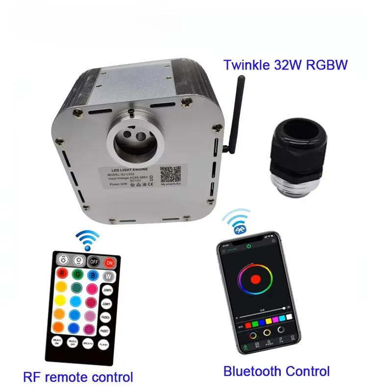 Fibra Óptica LED Light Engine para teto, Twinkle Decore, Bluetooth App, 32W, 1X, RGBW