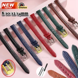 New Lizard Patterned Ultra-thin Leather Strap for Women Watch Band 8mm 10mm 12mm 14mm Slim Leather WatchStrap Universal Bands
