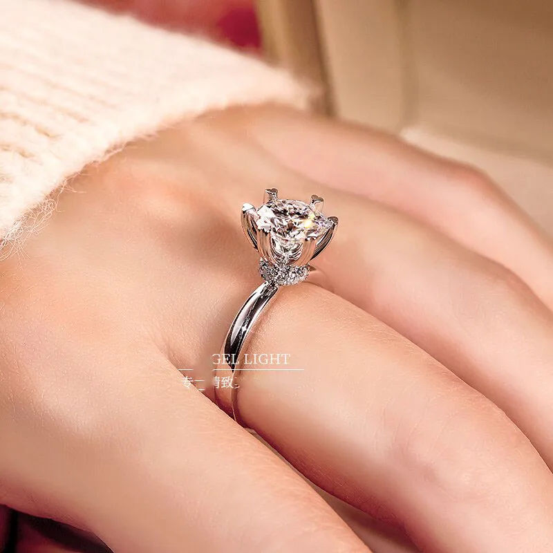 1 2 3 4ct Round D VS Color CVD Lab Grown Diamond Rings for Women 14K gold Ring Wedding Bride Jewelry fashion jewelry wholesale