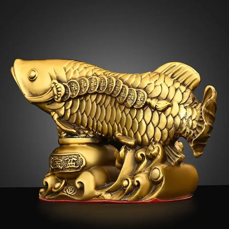 Feng Shui Copper Fish Animal Ornaments Pot of Fish Gold Dragon Home Living Room Office Decor Figurines Crafts