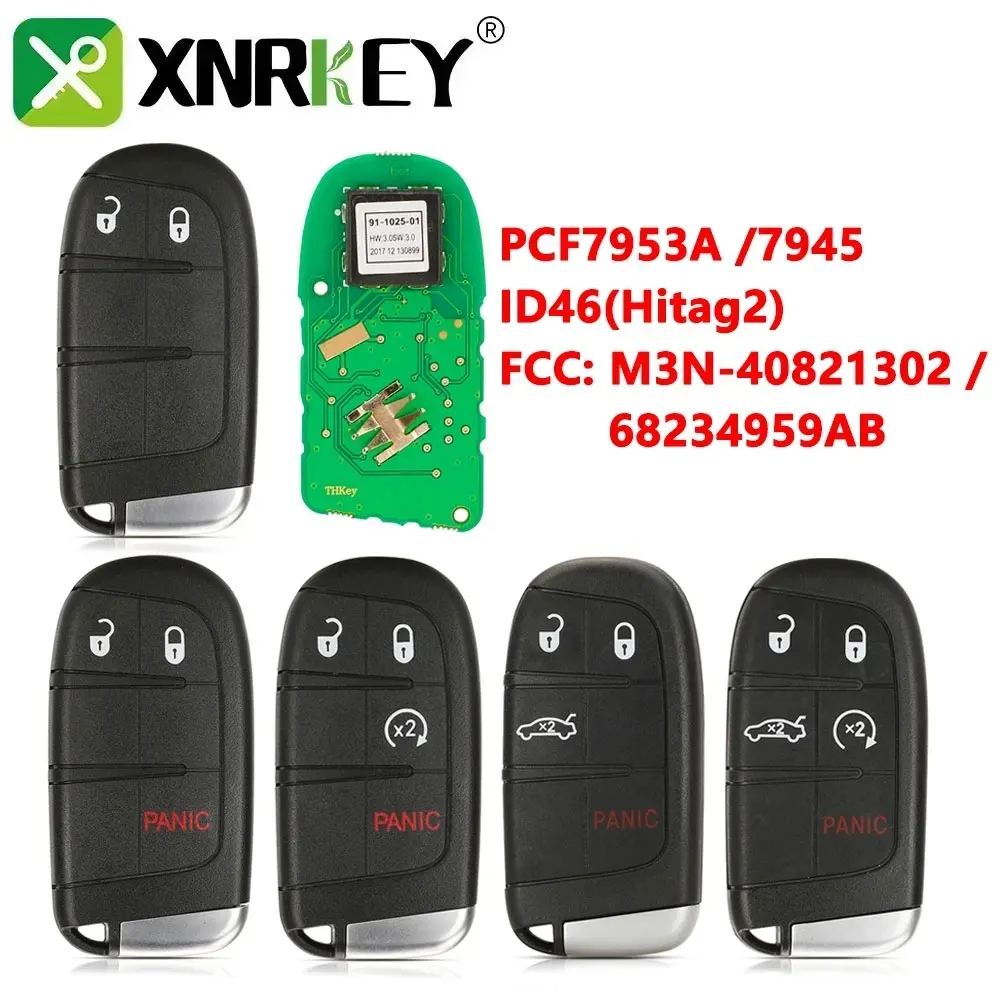 

XNRKEY Smart Remote Car Key Fob 433MHz ID46 M3N-40821302 For Chrysler 300C Dodge Charger Journey Challenge Dart Durango Key