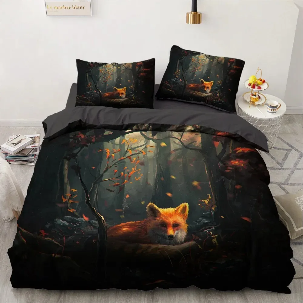 

Fox Printed Duvet Cover Set,full King Size Bedding Sets,3D Animal Theme Comforter Cover,Bedding Set& Pillowcase Fox Lovers Gifts