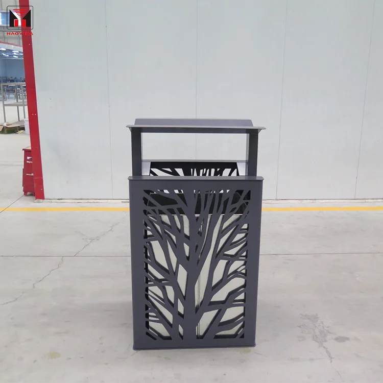 

Factory Wholesale Outdoor Public Street Municipal Park Trash Can Steel Garbage Waste Bin Container