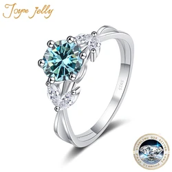 JoyceJelly S925 Sterling Silver Jewelry Luxury 1 Carat D-COLOR Moissanite Diamond Ring Female Flower Plant Design Size4-9 Gift